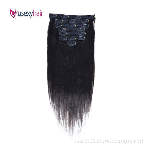 USEXY 100 Brazilian Human Hair Seamless Clip In Hair Extension For White Woman, Afro Hair Extension Clip In Remy